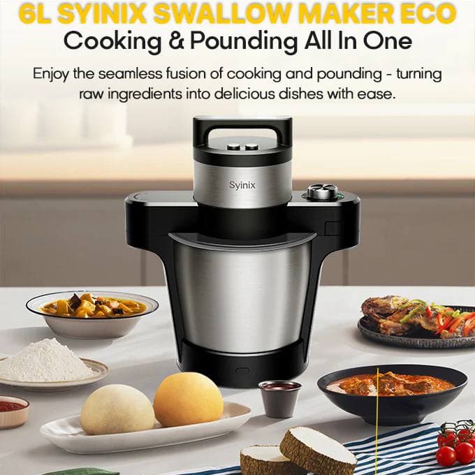 6L ‘TWO TOUCH OPERATION’ SYINIX MULTIFUNCTIONAL COOKING & POUNDING SWALLOW MAKER ECO (9000W HEATING, 10000W POUNDING POWER CONSUMPTION) - image 1