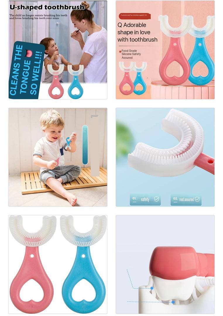 U-SHAPED KID’S SILICON TOOTHBRUSH/TEETHER - FOR AGE 2- 12YEARS - image 1